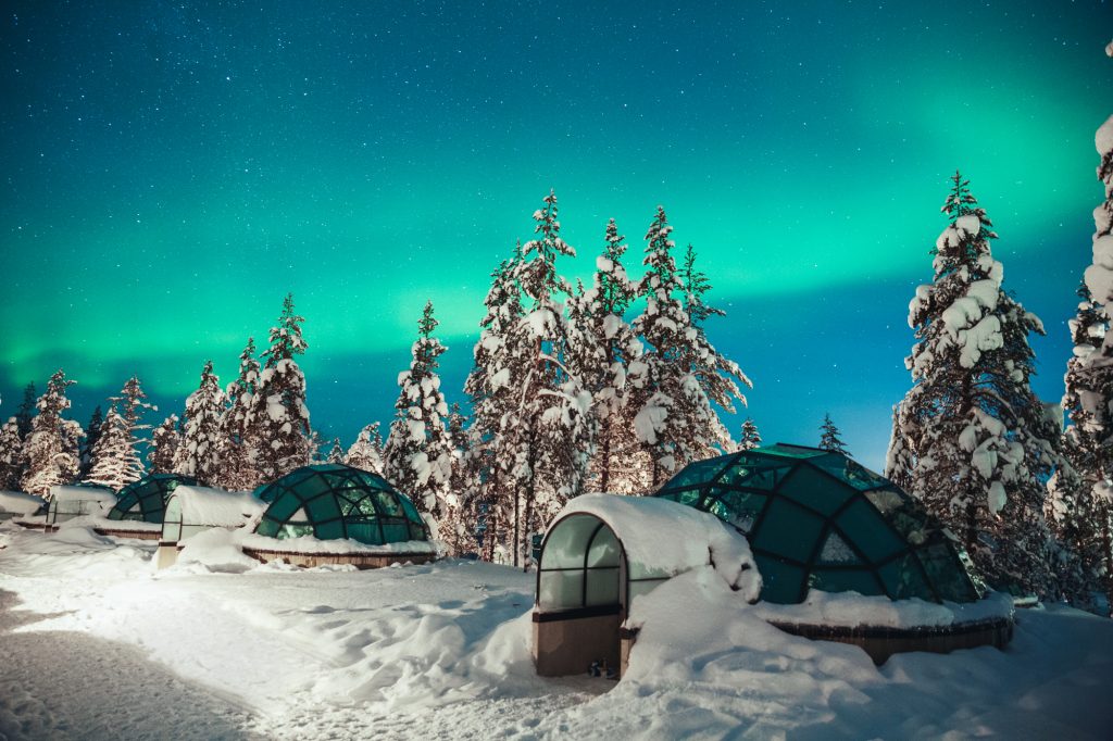 Kakslauttanen glass igloo Northern Lights