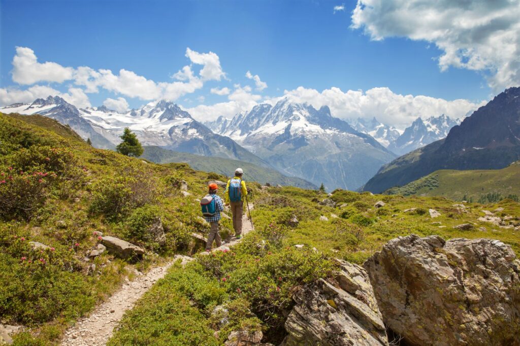 Hiking in Swiss alps